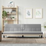 Schlafsofa mit Getränkehaltern Hellgrau Stoff