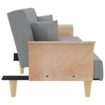 Schlafsofa mit Armlehnen Hellgrau Stoff – Bild 5