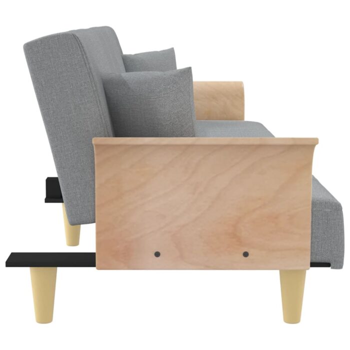 Schlafsofa mit Armlehnen Hellgrau Stoff – Bild 5