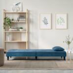 Schlafsofa Blau Samt – Bild 3