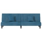 Schlafsofa Blau Samt – Bild 4
