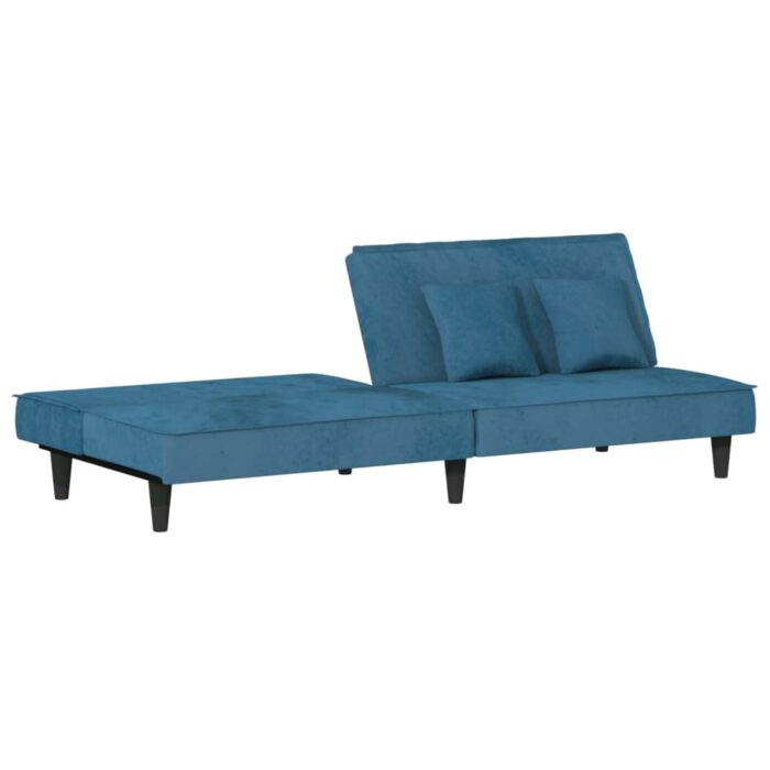 Schlafsofa Blau Samt – Bild 7