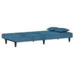 Schlafsofa Blau Samt – Bild 8