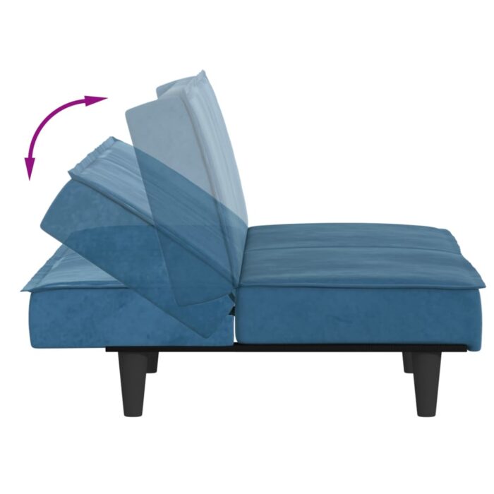 Schlafsofa Blau Samt – Bild 9