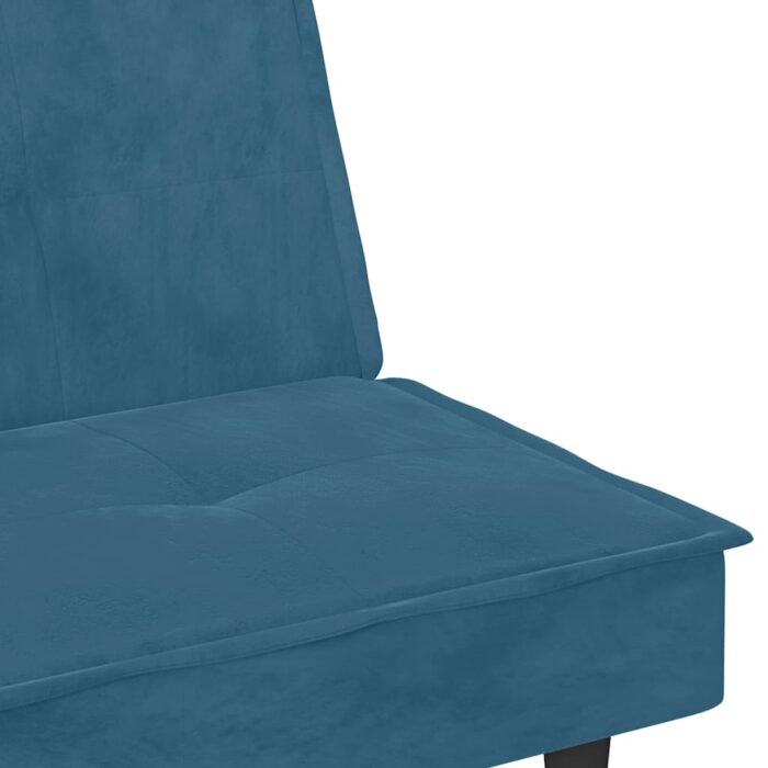 Schlafsofa mit Getränkehaltern Blau Samt – Bild 10