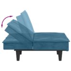 Schlafsofa mit Getränkehaltern Blau Samt – Bild 9