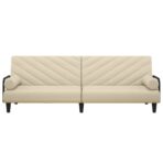 Schlafsofa mit Armlehnen Hellgrau Stoff – Bild 4