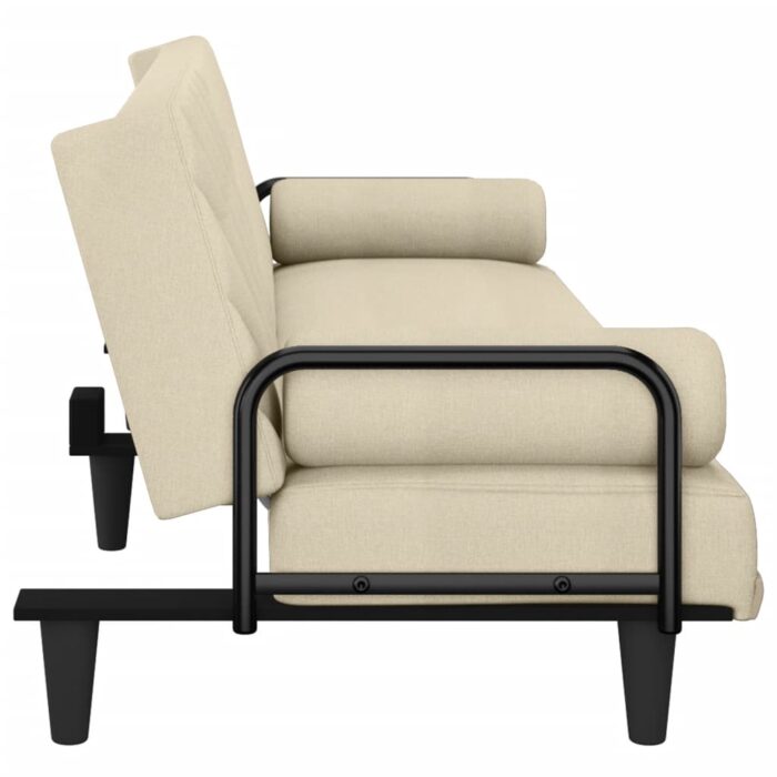 Schlafsofa mit Armlehnen Hellgrau Stoff – Bild 5