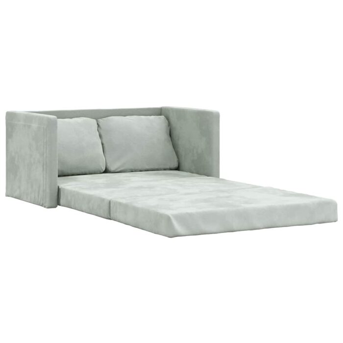 Bodensofa mit Schlaffunktion Hellgrau 122x204x55 cm Samt – Bild 2