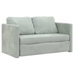 Bodensofa mit Schlaffunktion Hellgrau 122x204x55 cm Samt – Bild 4