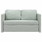 Bodensofa mit Schlaffunktion Hellgrau 122x204x55 cm Samt – Bild 5