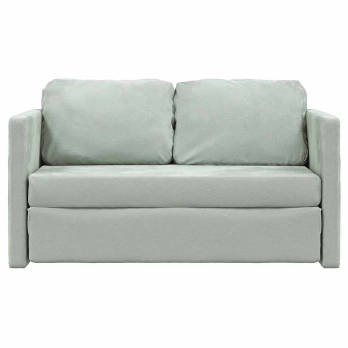 Bodensofa mit Schlaffunktion Hellgrau 122x204x55 cm Samt – Bild 5
