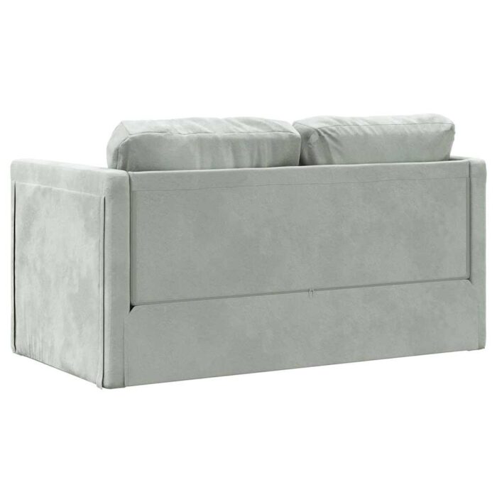 Bodensofa mit Schlaffunktion Hellgrau 122x204x55 cm Samt – Bild 7