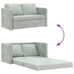 Bodensofa mit Schlaffunktion Hellgrau 122x204x55 cm Samt – Bild 8