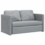 Bodensofa mit Schlaffunktion Hellgrau 112x174x55 cm Stoff – Bild 4