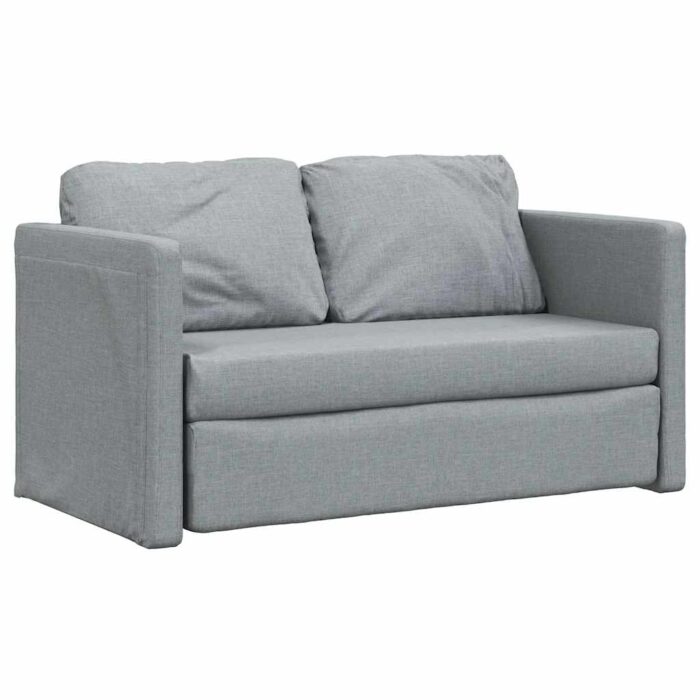 Bodensofa mit Schlaffunktion Hellgrau 112x174x55 cm Stoff – Bild 4