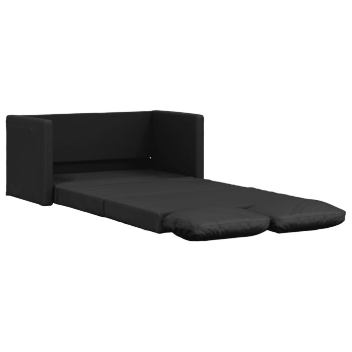 Bodensofa mit Schlaffunktion Schwarz 112x174x55 cm Kunstleder – Bild 2