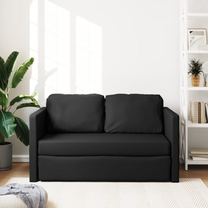 Bodensofa mit Schlaffunktion Schwarz 112x174x55 cm Kunstleder – Bild 3