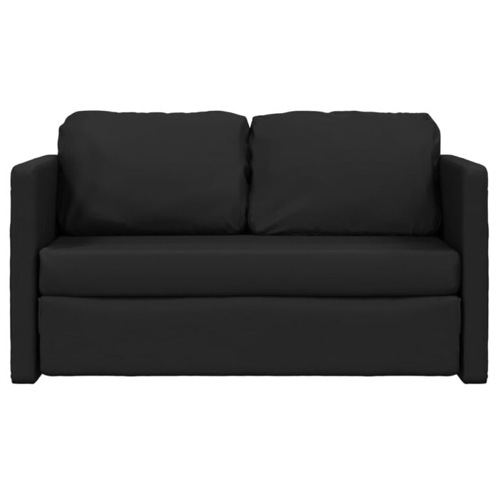 Bodensofa mit Schlaffunktion Schwarz 112x174x55 cm Kunstleder – Bild 5