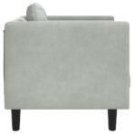 Sessel mit Kissen Hellgrau Samt – Bild 5