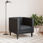 Chesterfield-Sessel Schwarz Kunstleder – Bild 3
