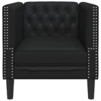 Chesterfield-Sessel Schwarz Kunstleder – Bild 4