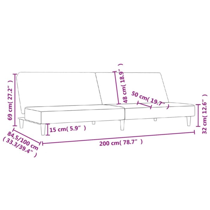 Schlafsofa 2-Sitzer Hellgrau Stoff – Bild 11