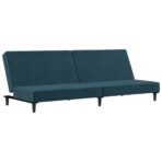 Schlafsofa 2-Sitzer Blau Samt – Bild 2