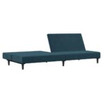 Schlafsofa 2-Sitzer Blau Samt – Bild 4