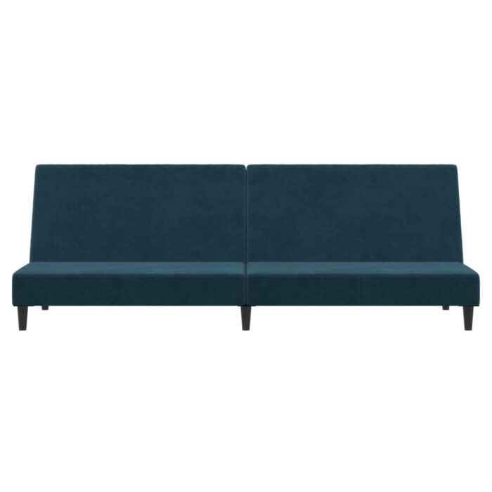 Schlafsofa 2-Sitzer Blau Samt – Bild 5