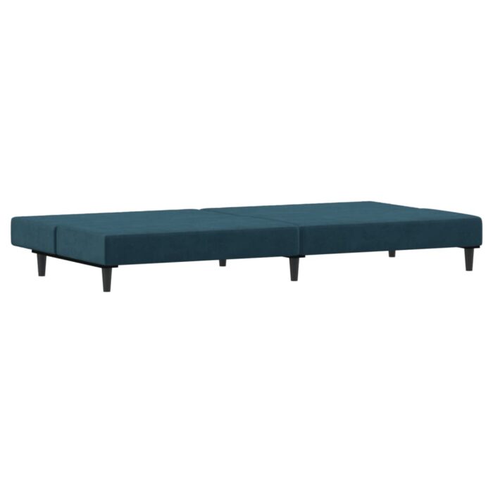 Schlafsofa 2-Sitzer Blau Samt – Bild 6