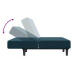 Schlafsofa 2-Sitzer Blau Samt – Bild 7