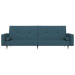 Schlafsofa 2-Sitzer mit 2 Kissen Blau Samt – Bild 4