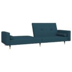 Schlafsofa 2-Sitzer mit 2 Kissen Blau Samt – Bild 5