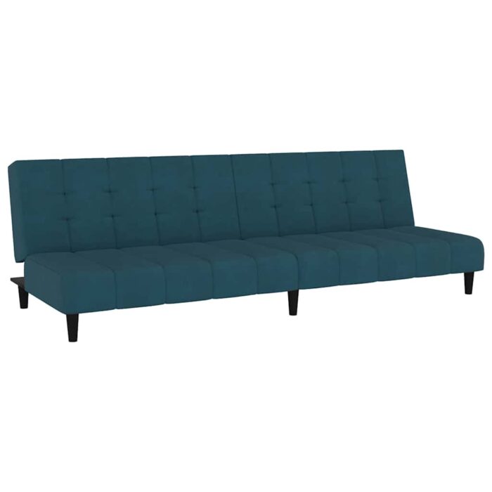 Schlafsofa 2-Sitzer Blau Samt – Bild 2