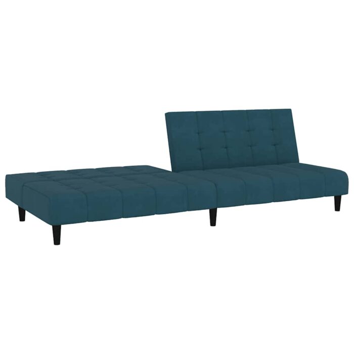 Schlafsofa 2-Sitzer Blau Samt – Bild 4