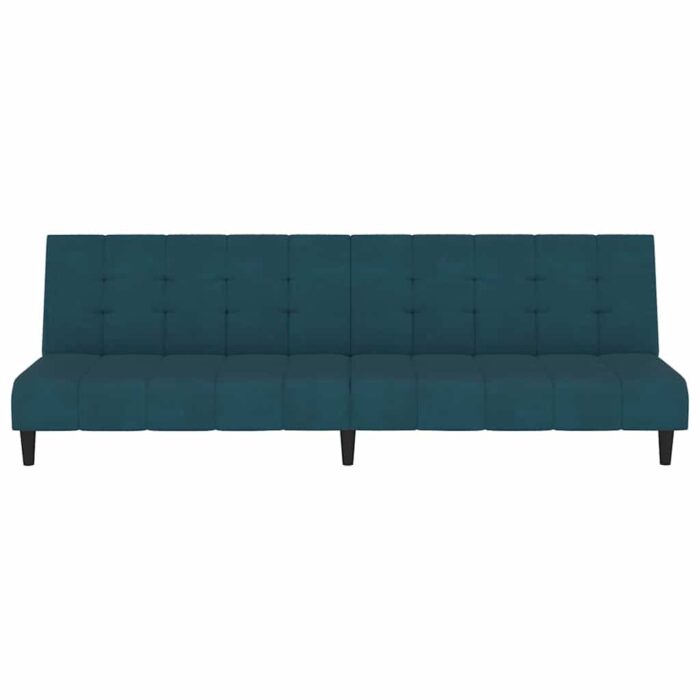 Schlafsofa 2-Sitzer Blau Samt – Bild 5