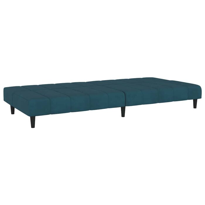 Schlafsofa 2-Sitzer Blau Samt – Bild 6