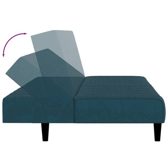 Schlafsofa 2-Sitzer Blau Samt – Bild 7