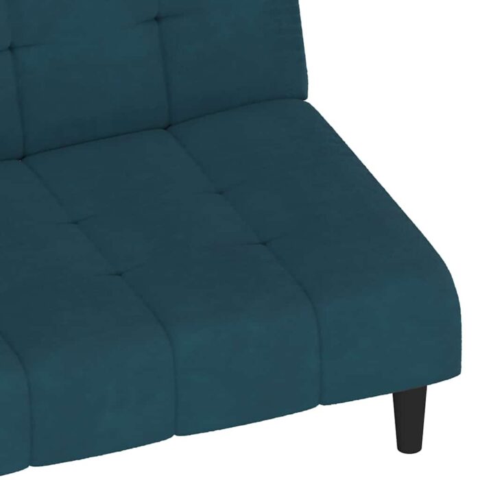 Schlafsofa 2-Sitzer Blau Samt – Bild 9