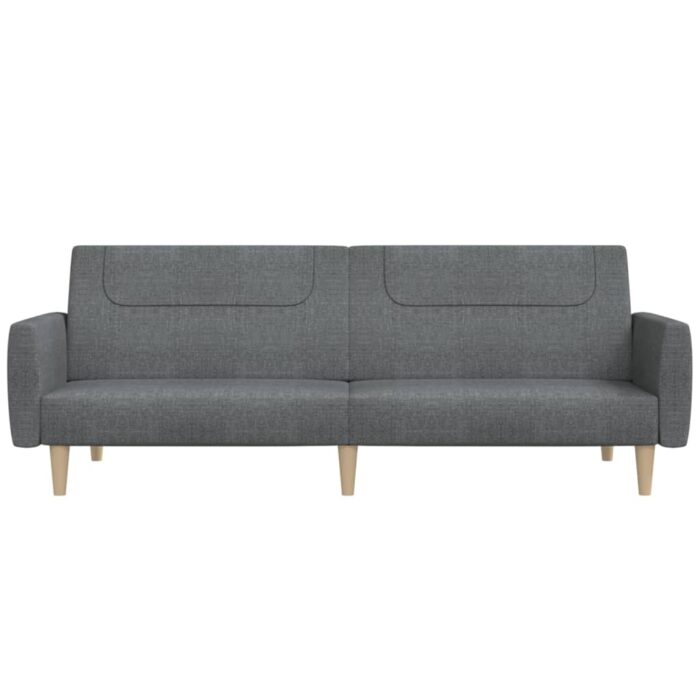 Schlafsofa 2-Sitzer Hellgrau Stoff – Bild 5