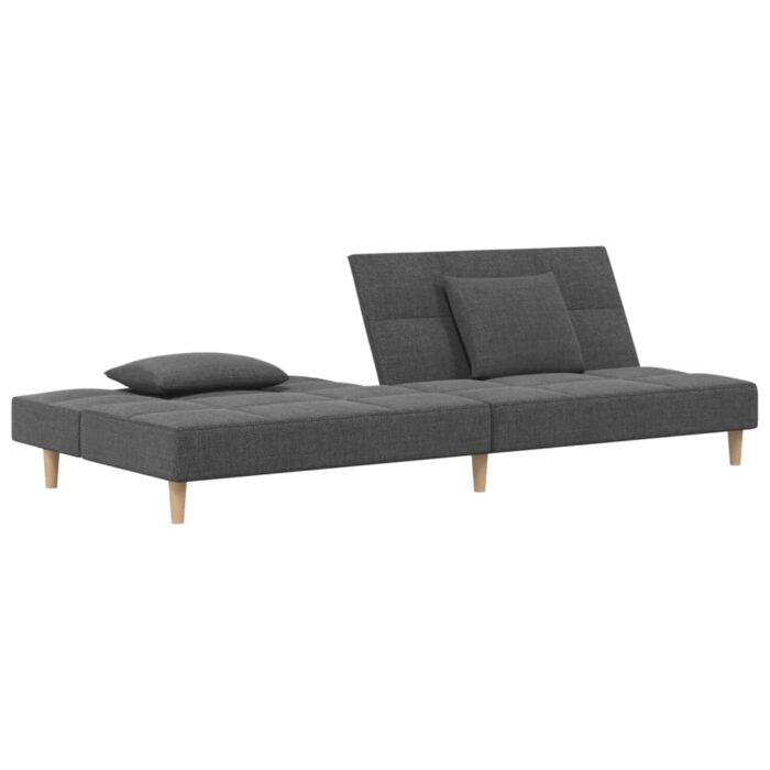 Schlafsofa 2-Sitzer mit 2 Kissen Hellgrau Stoff – Bild 4