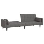 Schlafsofa 2-Sitzer mit 2 Kissen Hellgrau Stoff – Bild 4