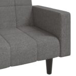 Schlafsofa 2-Sitzer mit 2 Kissen Hellgrau Stoff – Bild 9