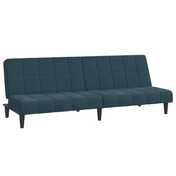 Schlafsofa 2-Sitzer Blau Samt – Bild 2