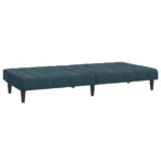 Schlafsofa 2-Sitzer Blau Samt – Bild 6