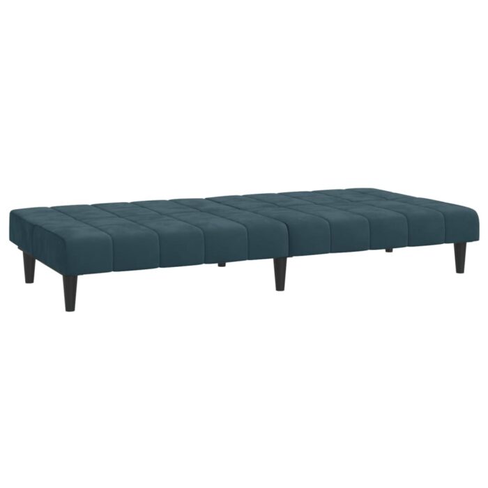 Schlafsofa 2-Sitzer Blau Samt – Bild 6