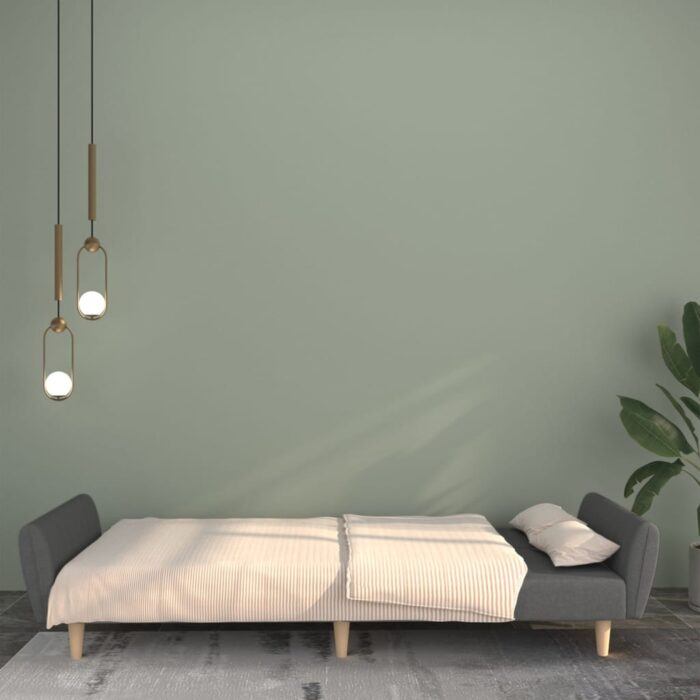 Schlafsofa 2-Sitzer Hellgrau Stoff – Bild 3