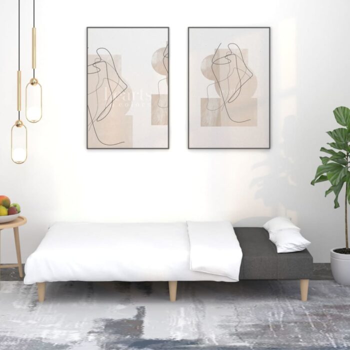 Schlafsofa 2-Sitzer Hellgrau Stoff – Bild 3