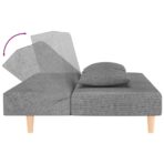 Schlafsofa 2-Sitzer mit 2 Kissen Hellgrau Stoff – Bild 8